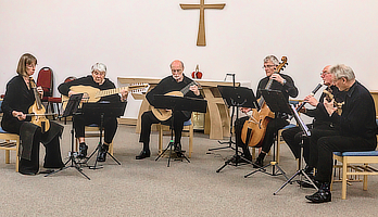 Current members of the Lachrimae Consort at St Philip's Church Centre, Dorridge, Solihull, UK
